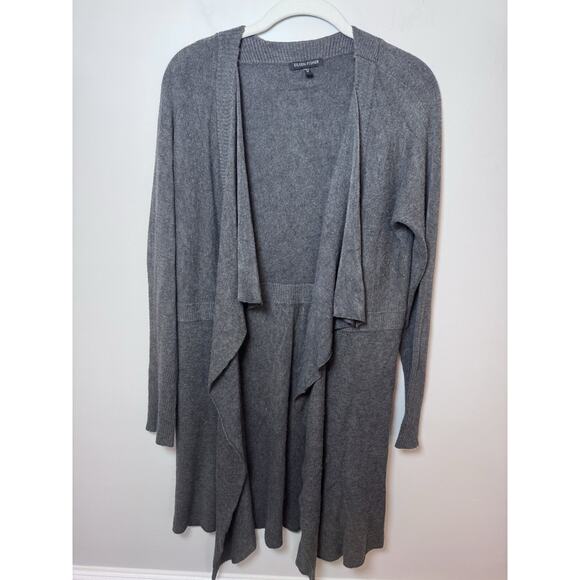 Eileen Fisher Dark Gray Knit Long Sleeve Open Front Waterfall Cardigan Sz M - Picture 2 of 7